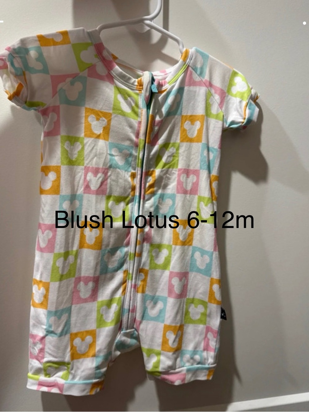 Blush Lotus Pastel Check Short Sleeve Zipper Pajama